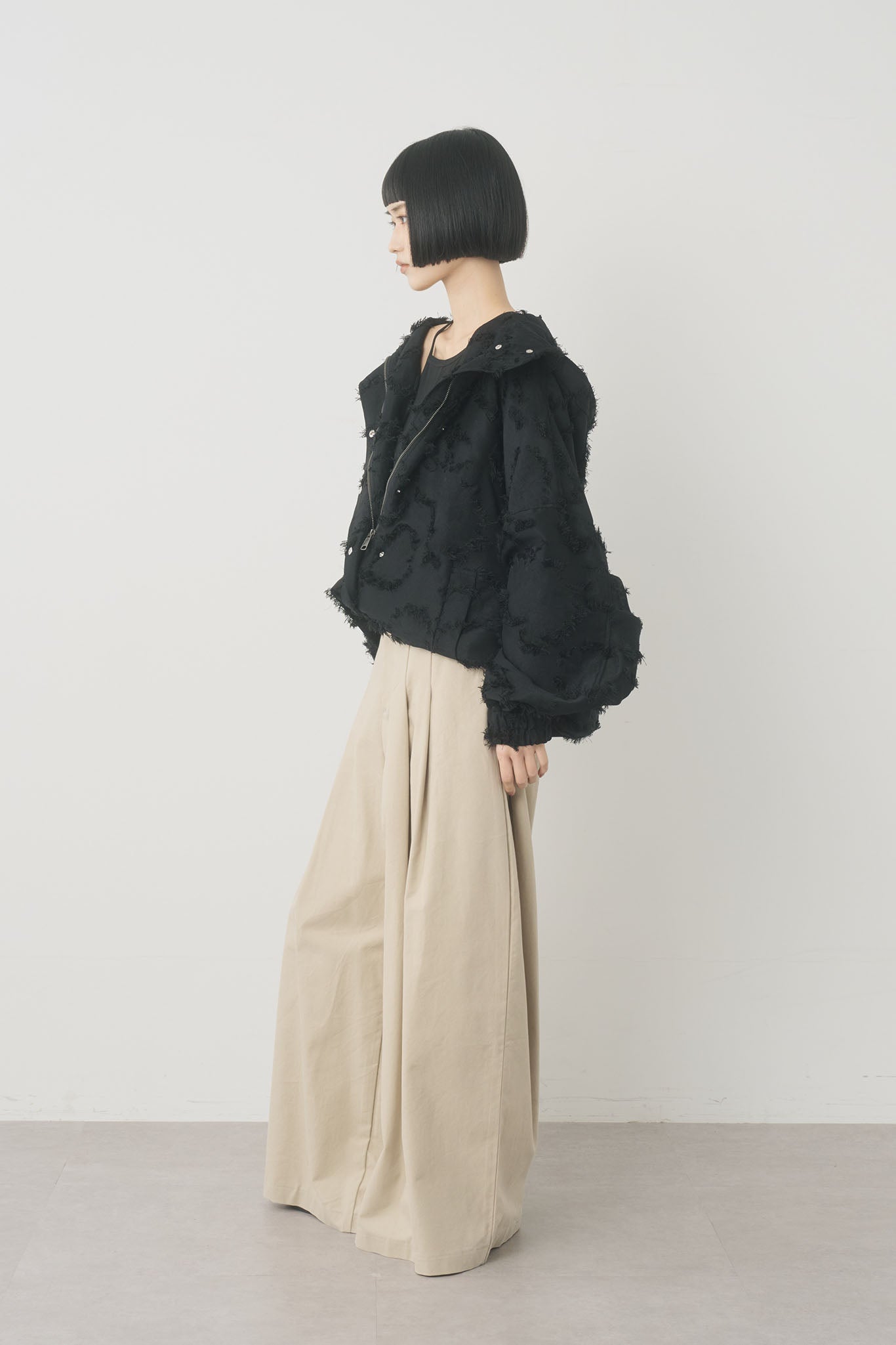 ジャガードフーデッドブルゾン