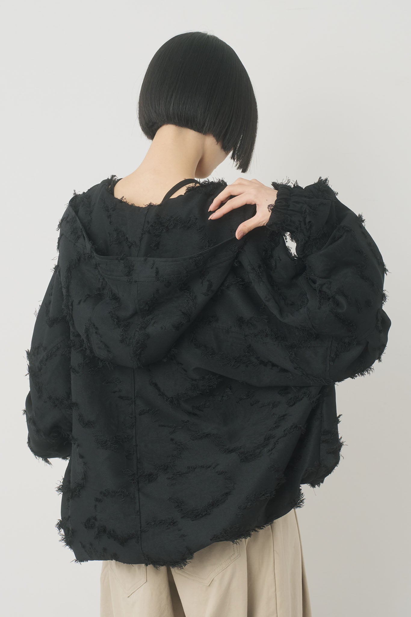 ジャガードフーデッドブルゾン