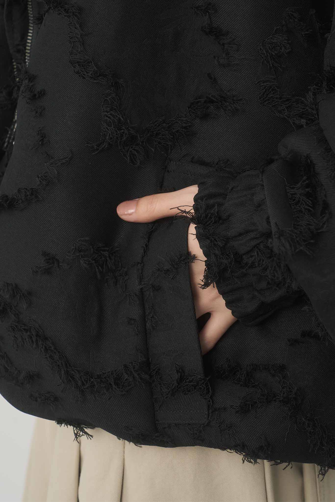 ジャガードフーデッドブルゾン