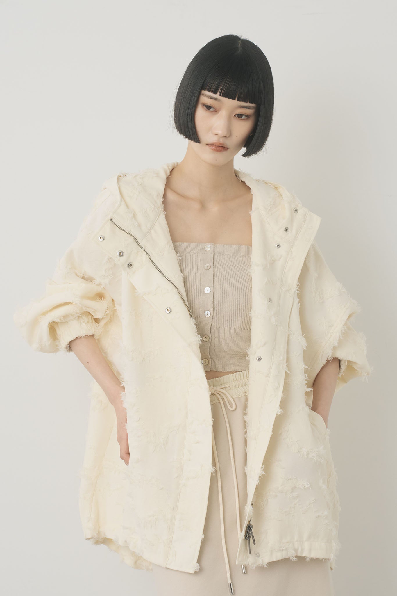 ジャガードフーデッドブルゾン