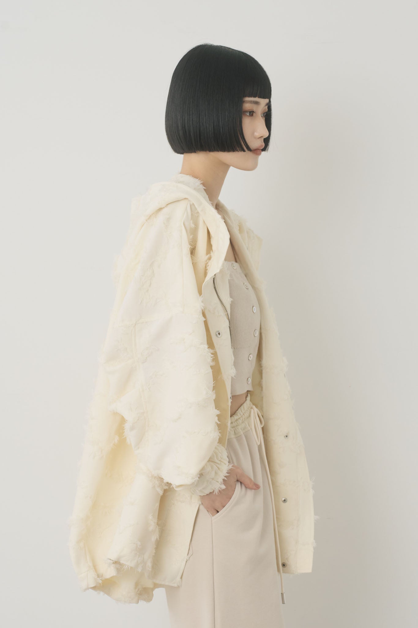 ジャガードフーデッドブルゾン