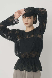 チュール刺繍プルオーバー