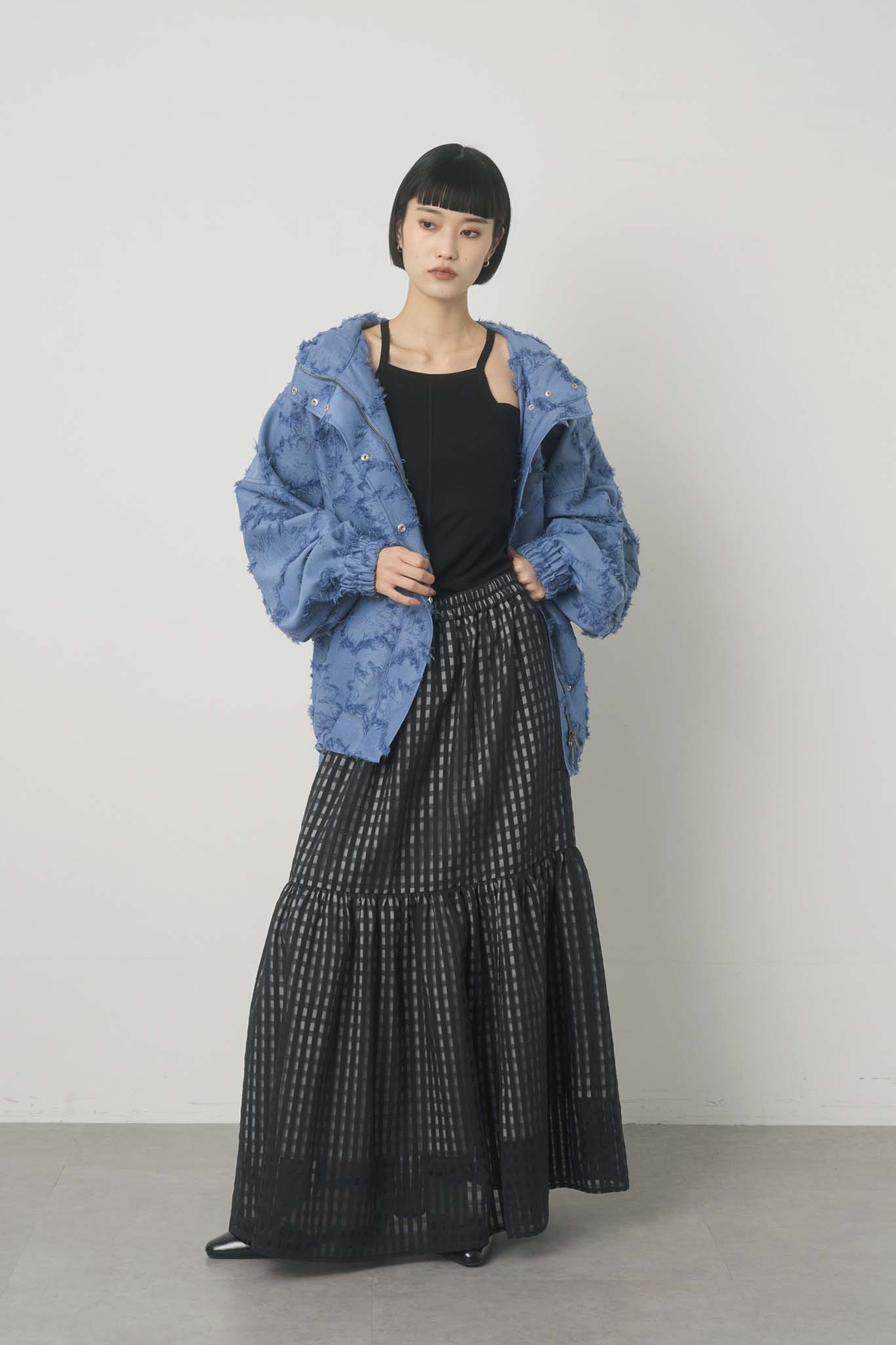 ジャガードフーデッドブルゾン