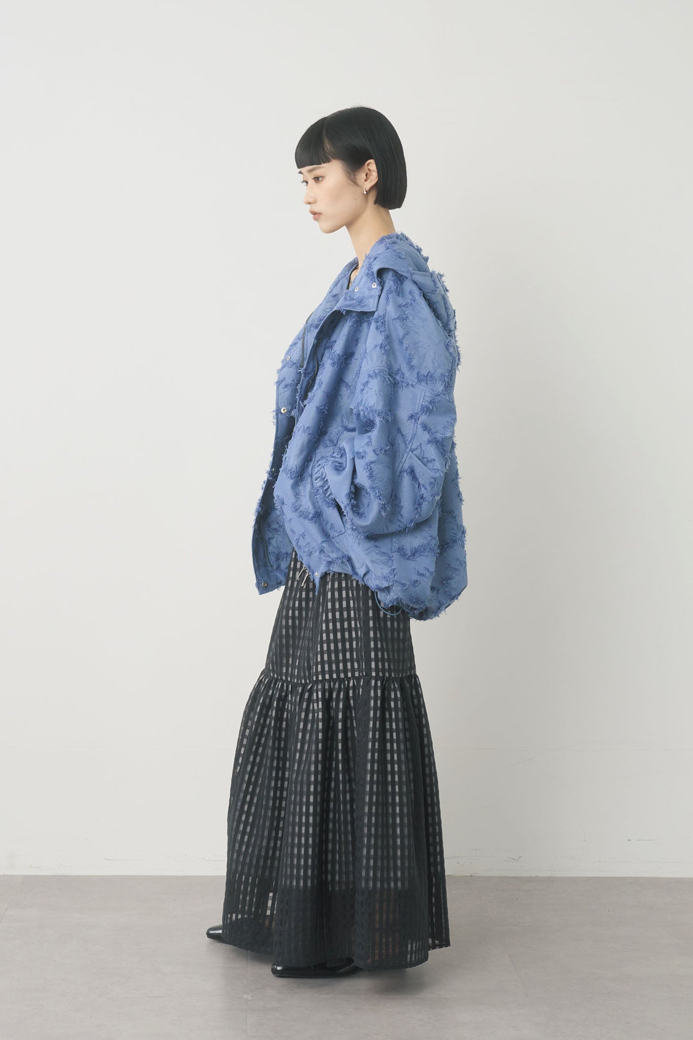 ジャガードフーデッドブルゾン