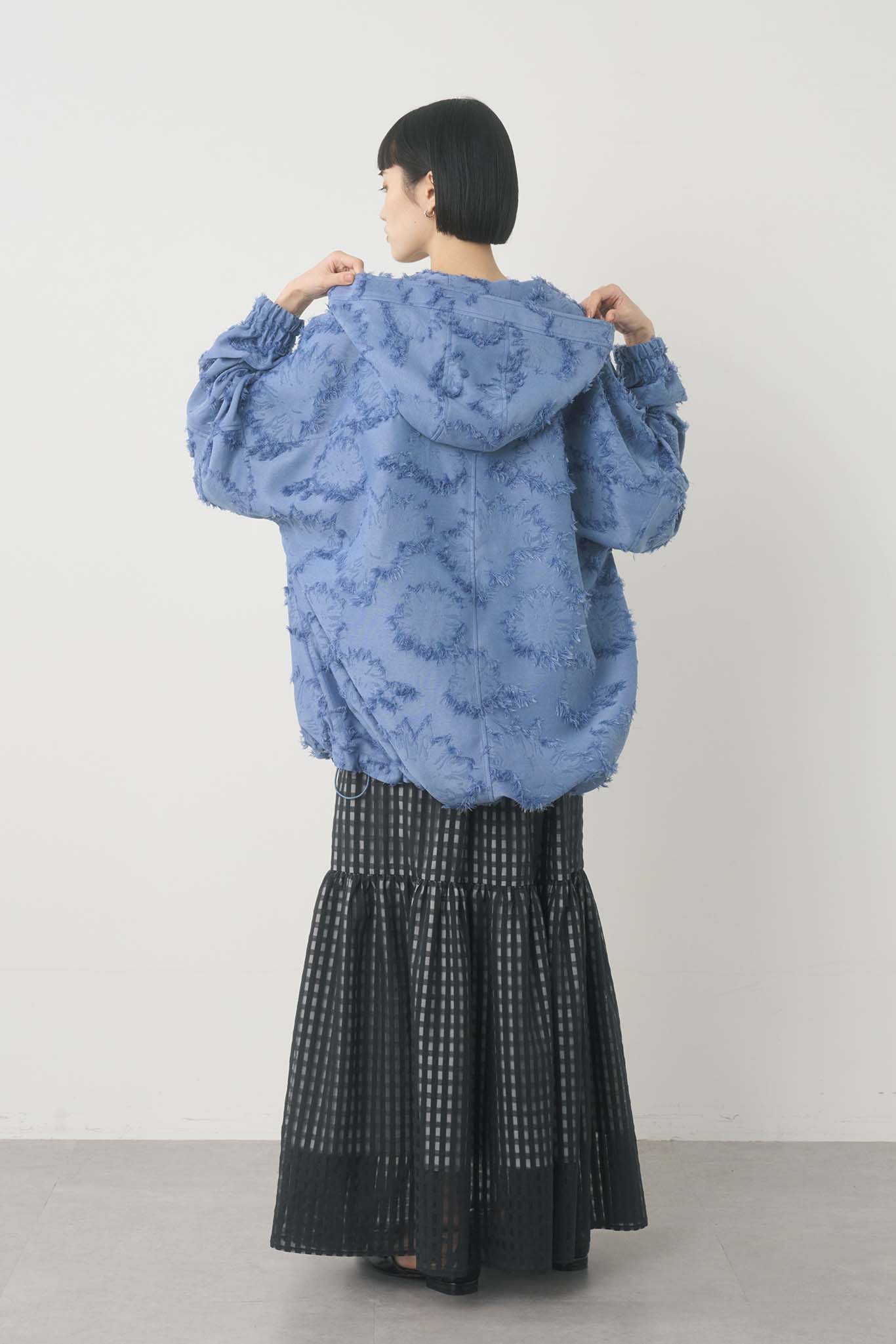 ジャガードフーデッドブルゾン