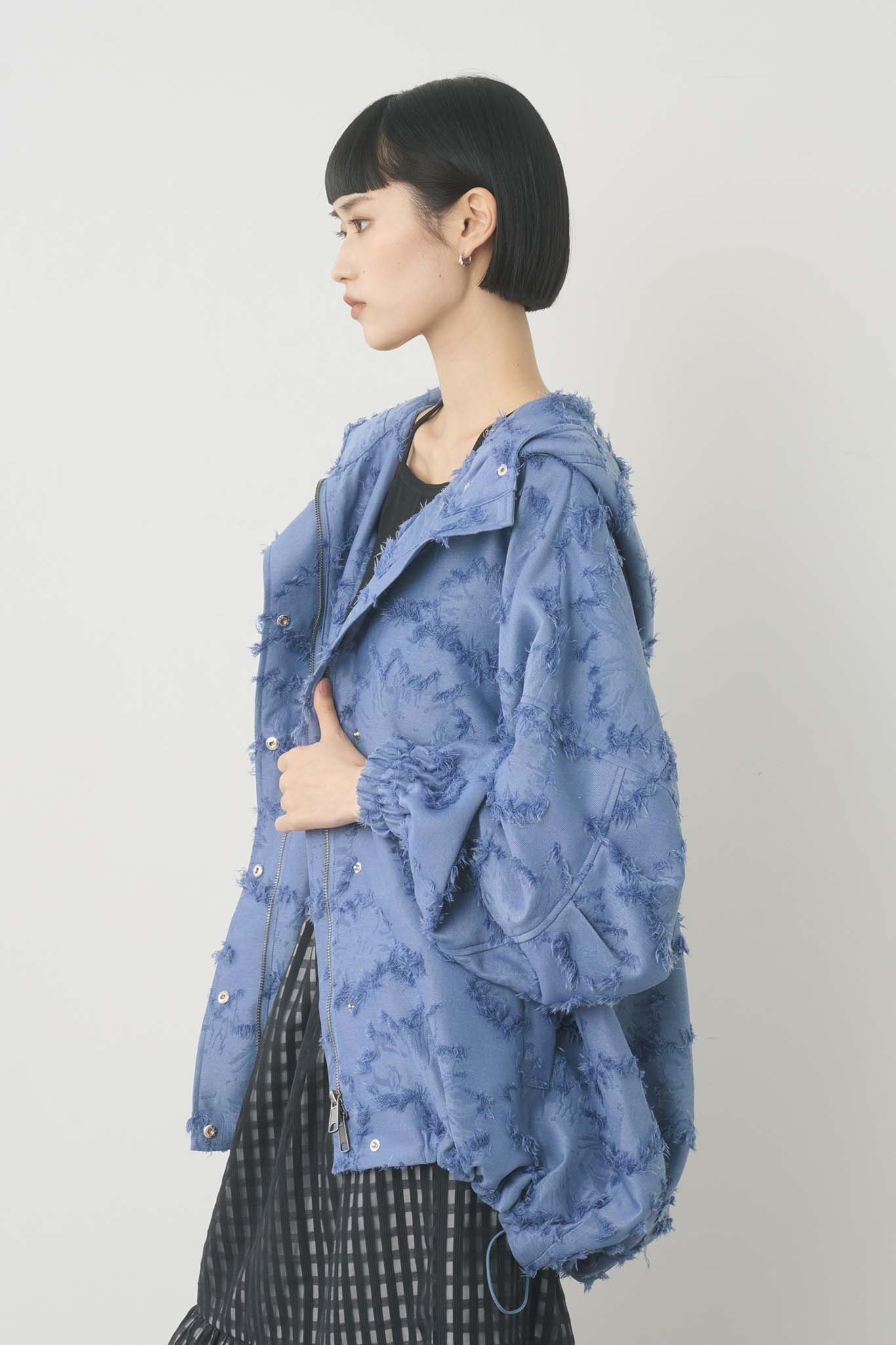 ジャガードフーデッドブルゾン