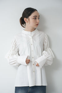 Stand collar ruffle blouse 