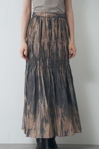 Gradient Print Gathered Skirt 