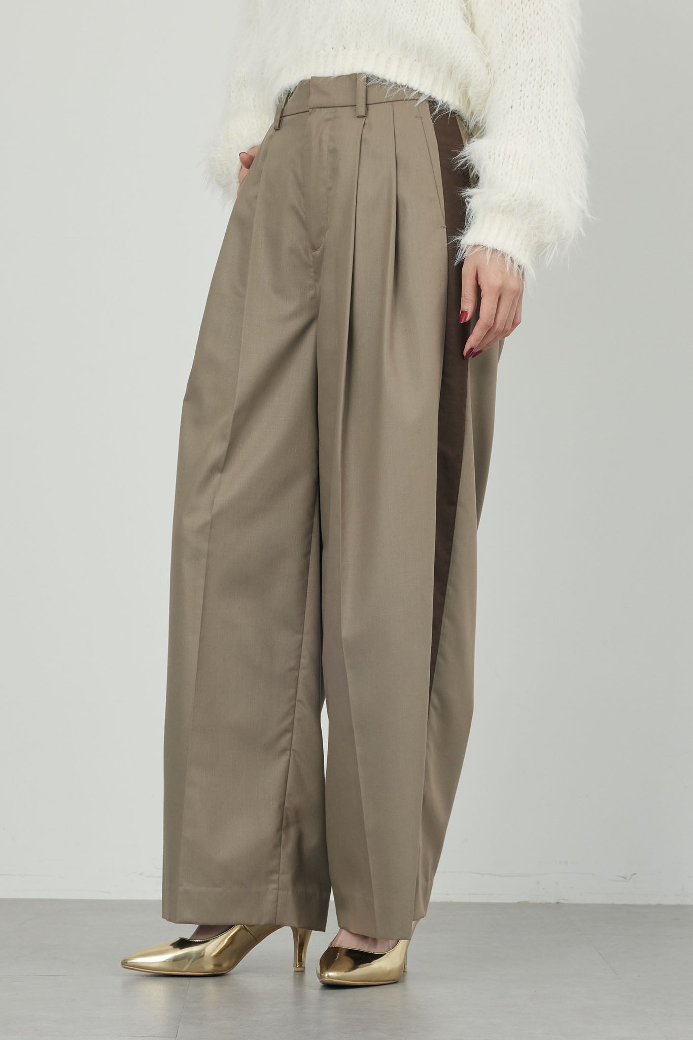 6321 TFW49 パンツ　バイカラー　ポリエステル　ホワイト TRバイカラーパンツ