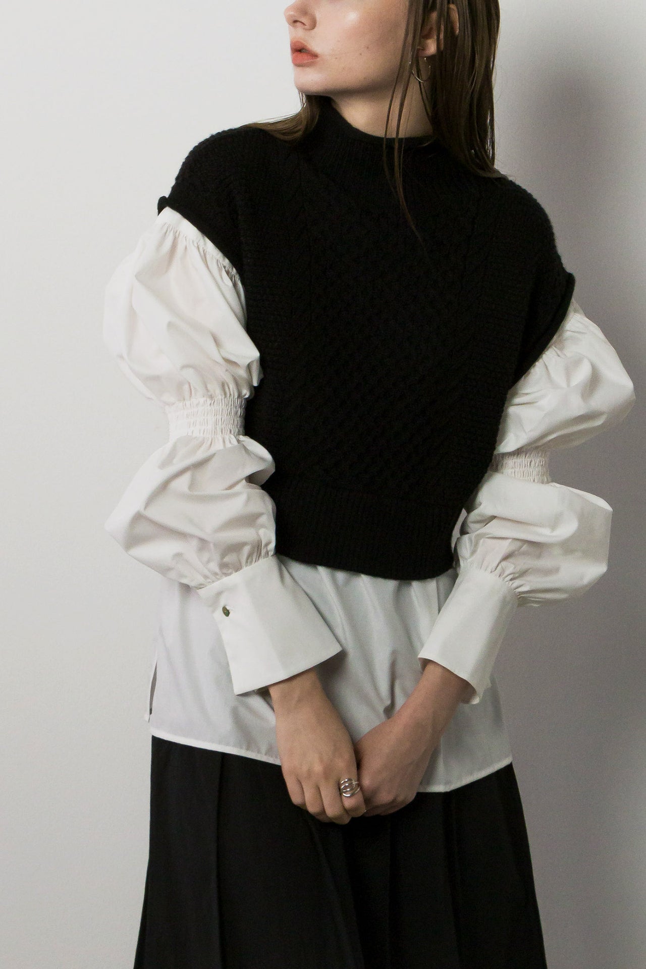 knit docking ruched blouse