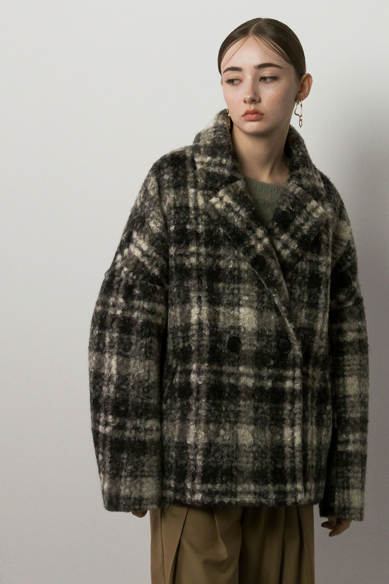 ENFOLD チェック柄コート エンフォルド ENFOLD 22SS 2WAY ロングコート ショートコート アウター