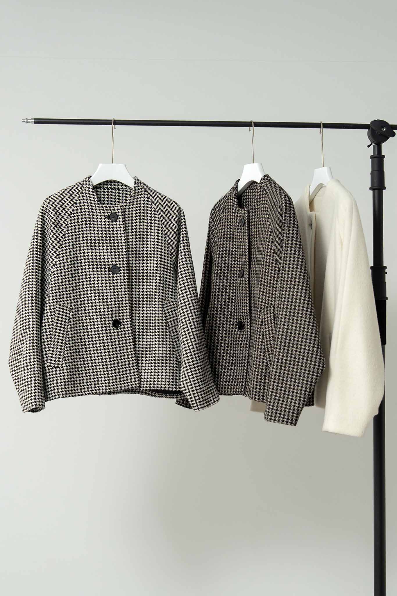 ノーカラーショートコート