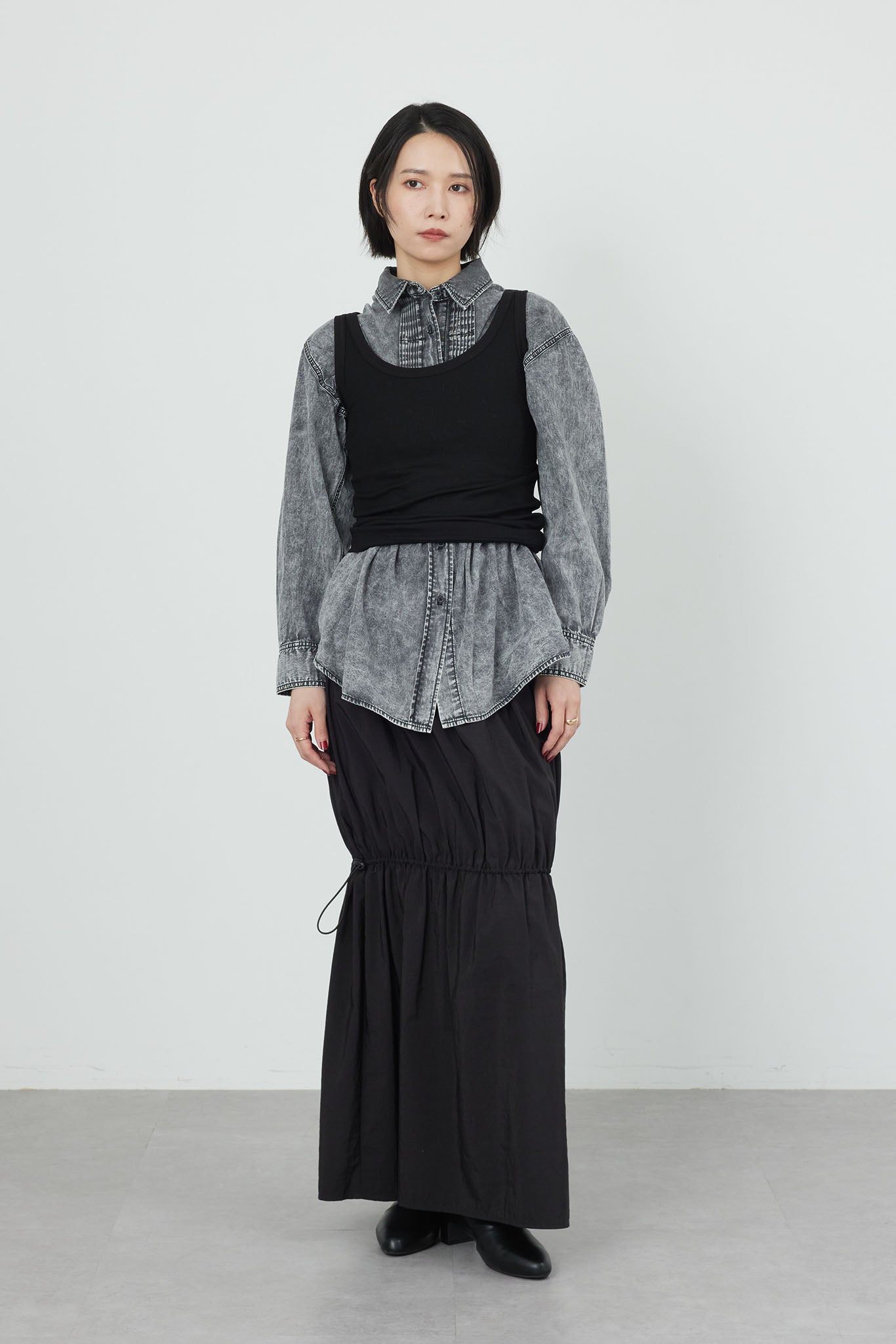 リブウエストナイロンスカート