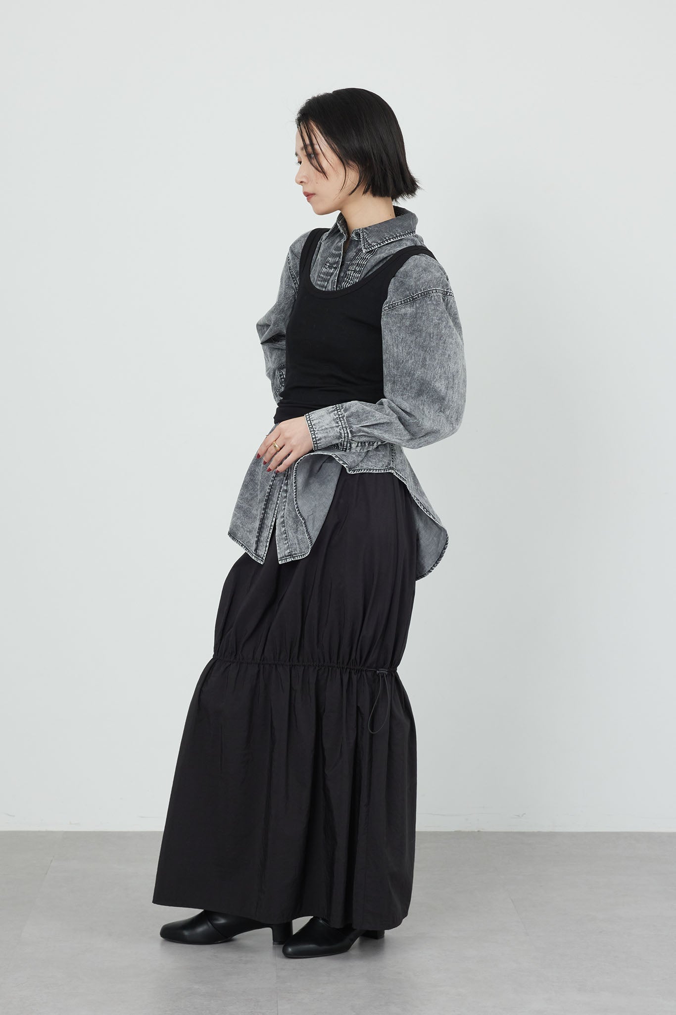 リブウエストナイロンスカート