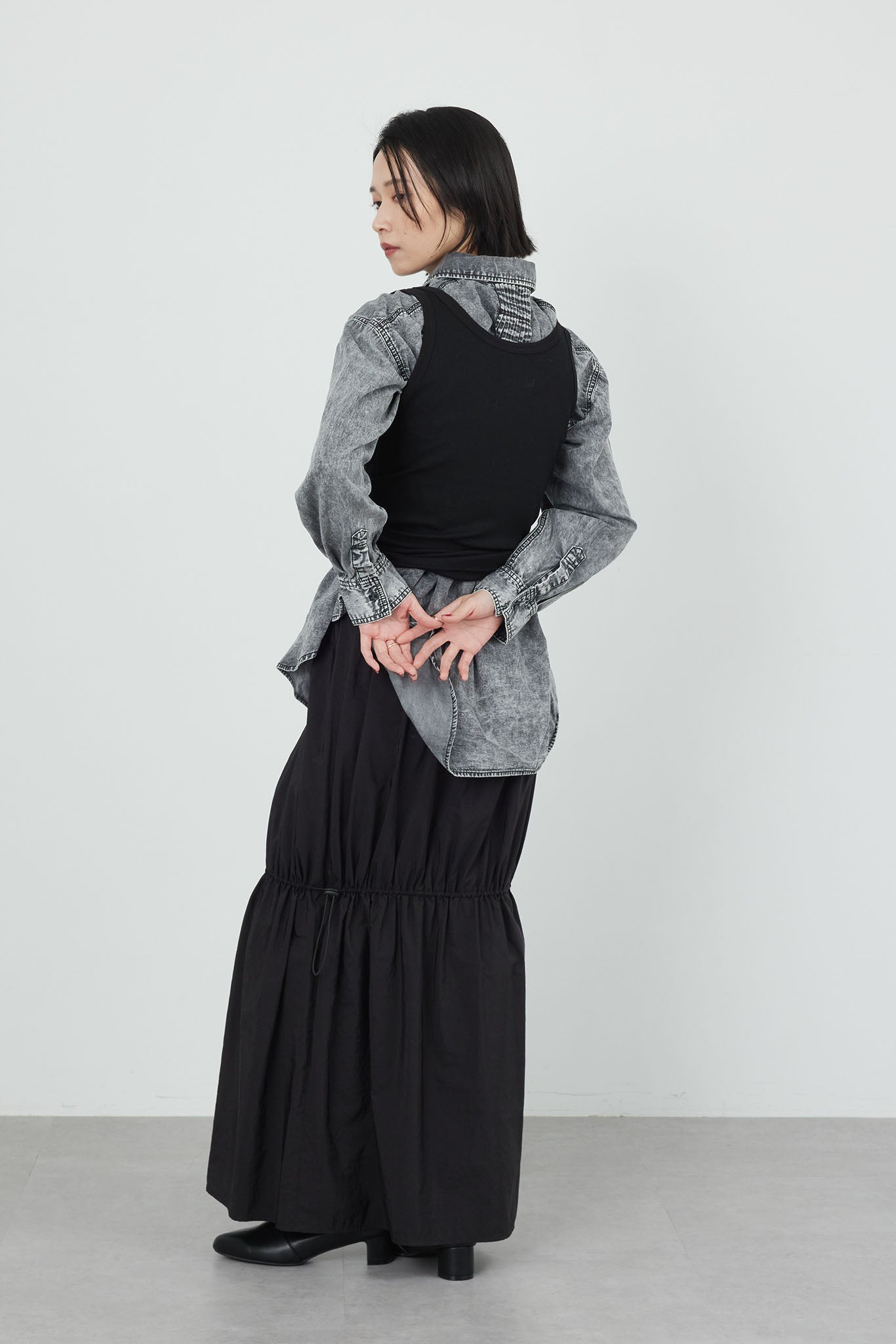 リブウエストナイロンスカート