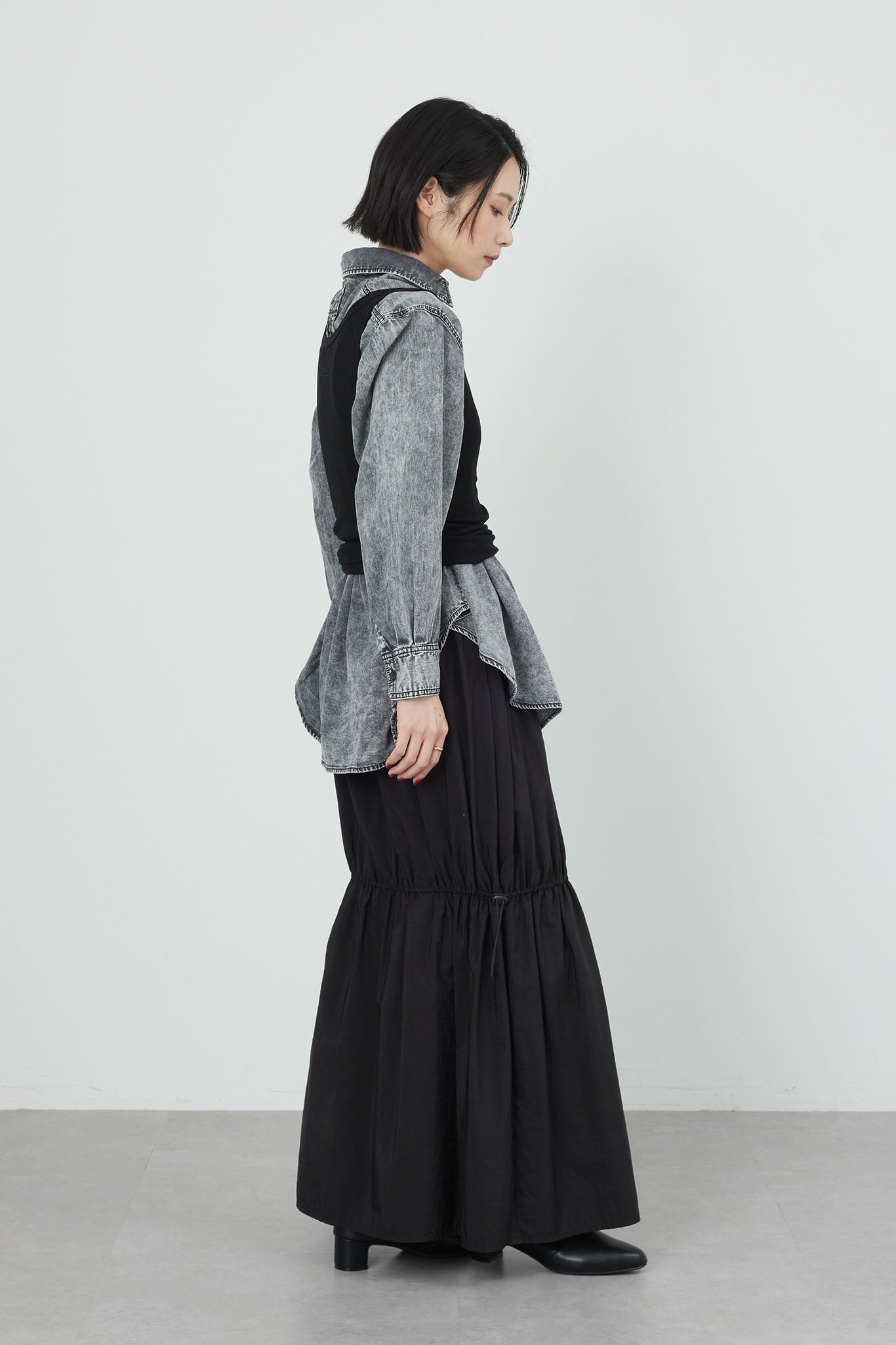 リブウエストナイロンスカート