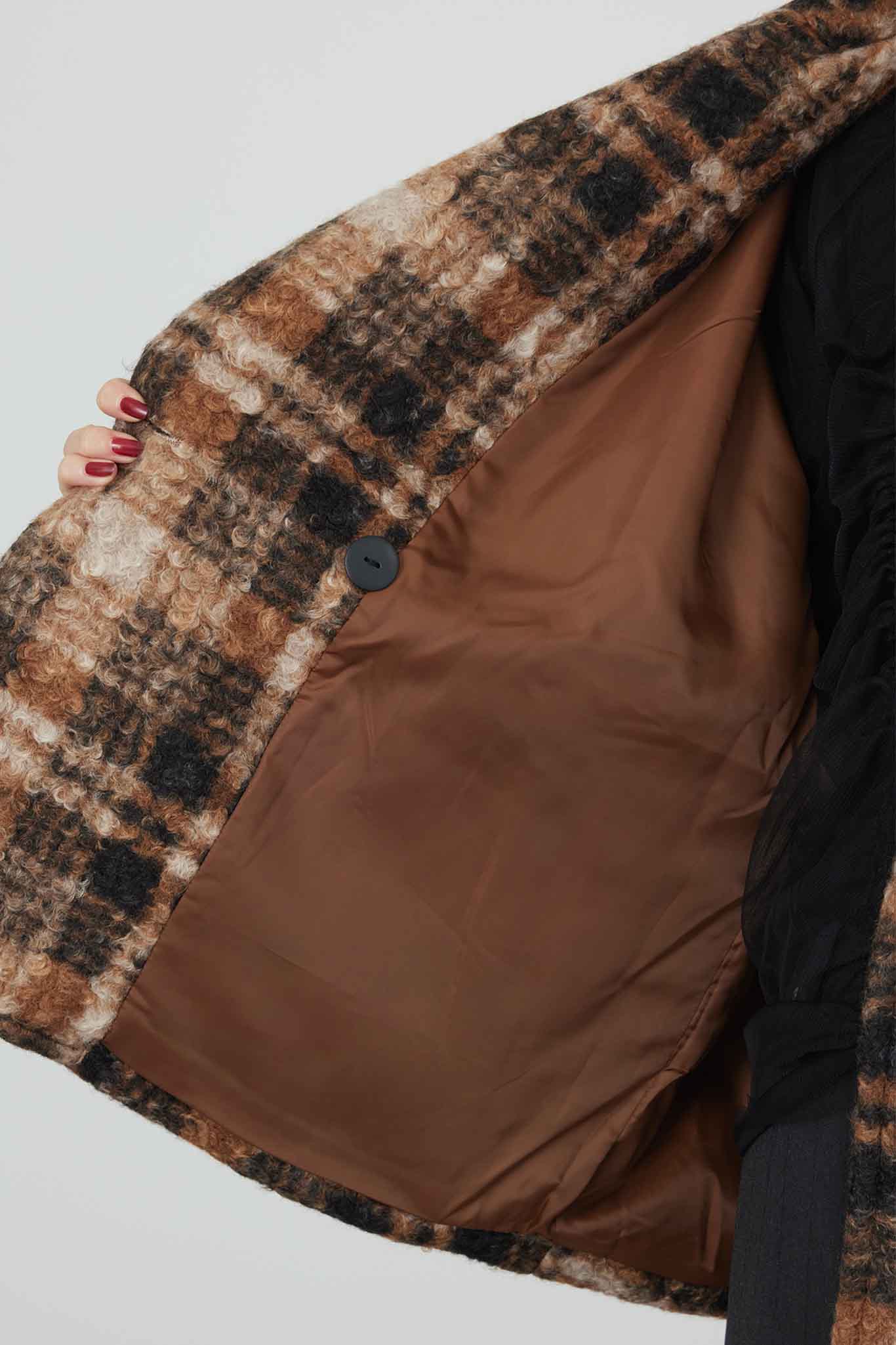 チェック柄コート