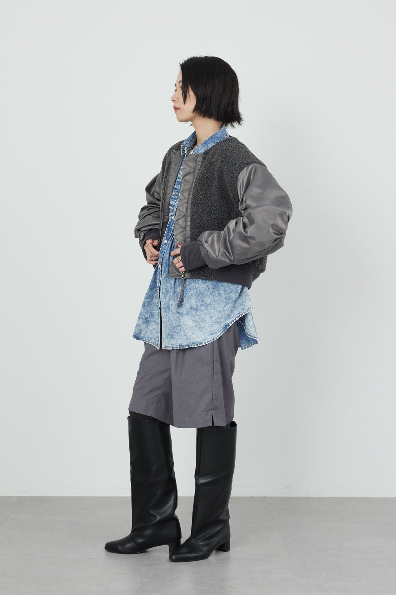 ボアコンビ中綿ブルゾン