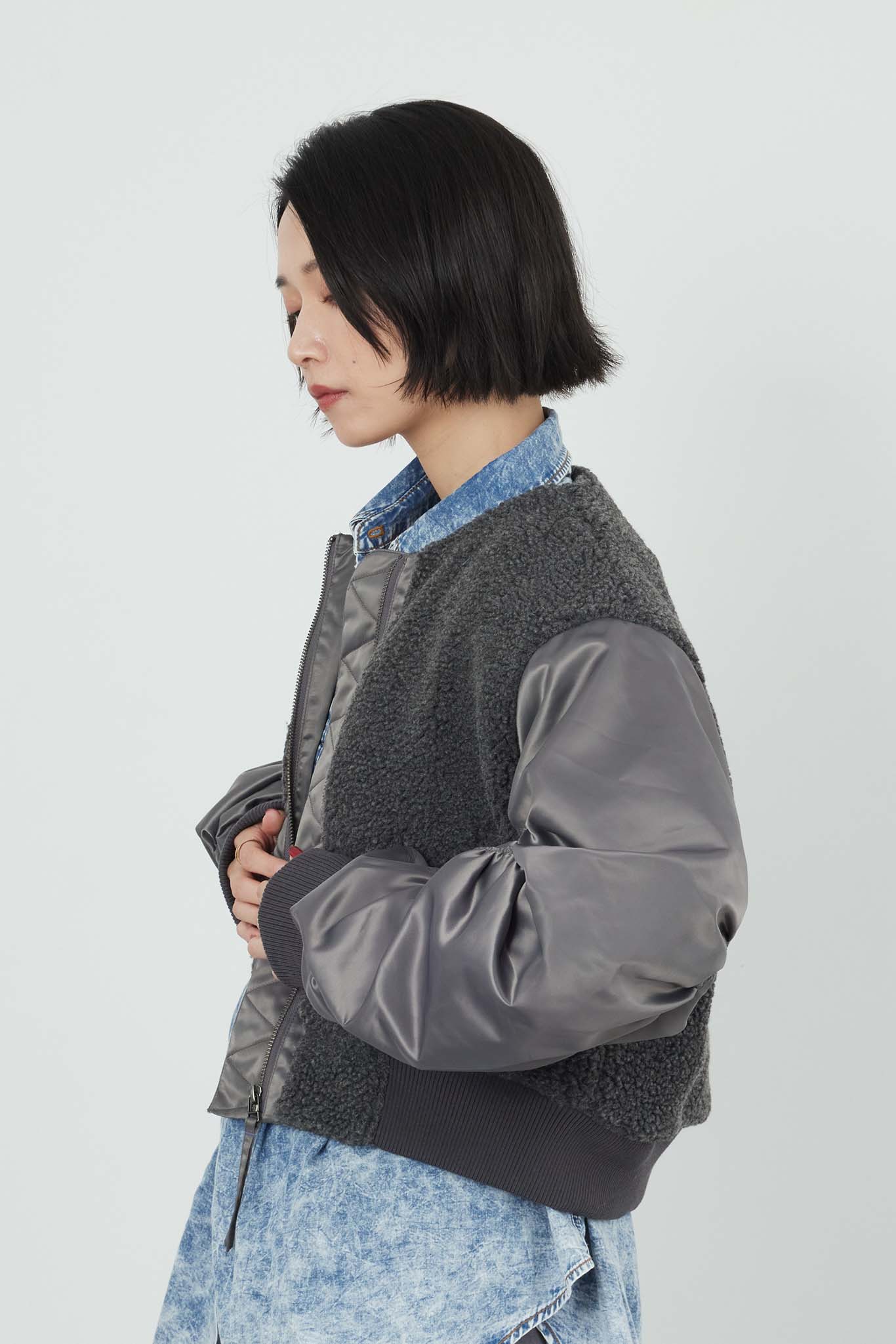 ボアコンビ中綿ブルゾン