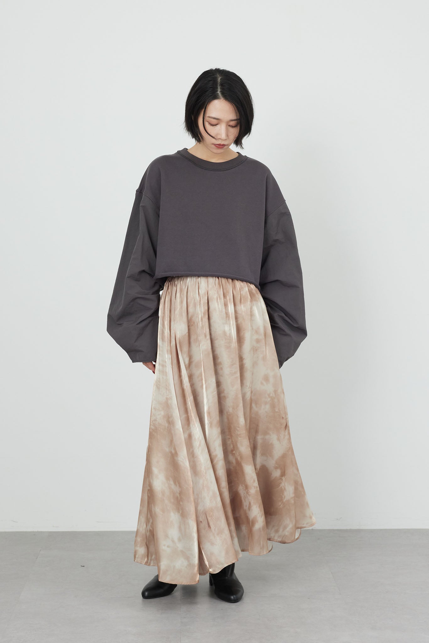 スカート bloom skirt ANY SIS 【洗える】フルブルームフラワープリント スカート （モカ系