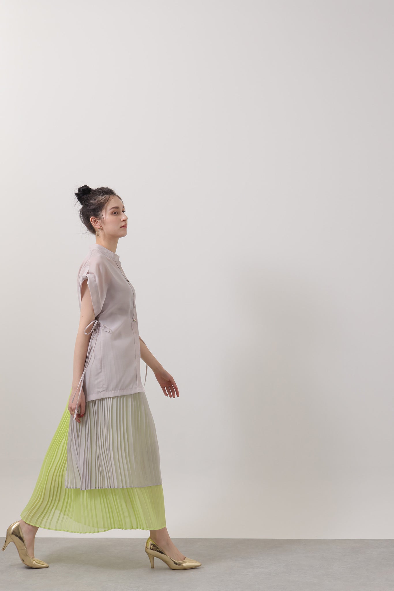 バイカラープリーツスカート 